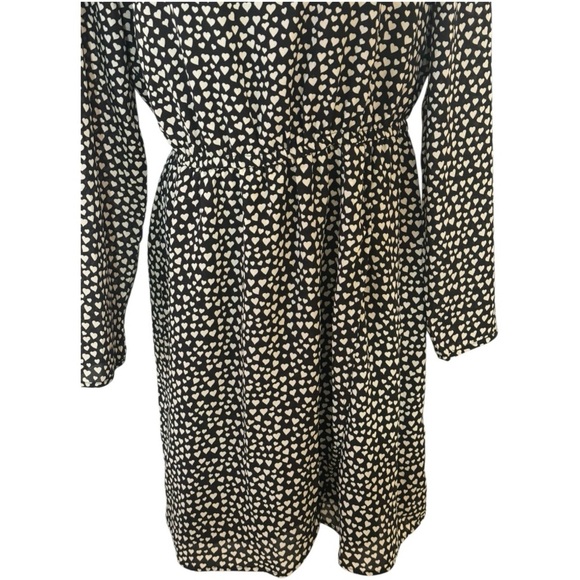 J. CREW Black White Heart Midi Mini Dress Long Sleeve Mercantile Size 8 Holiday - Picture 5 of 9